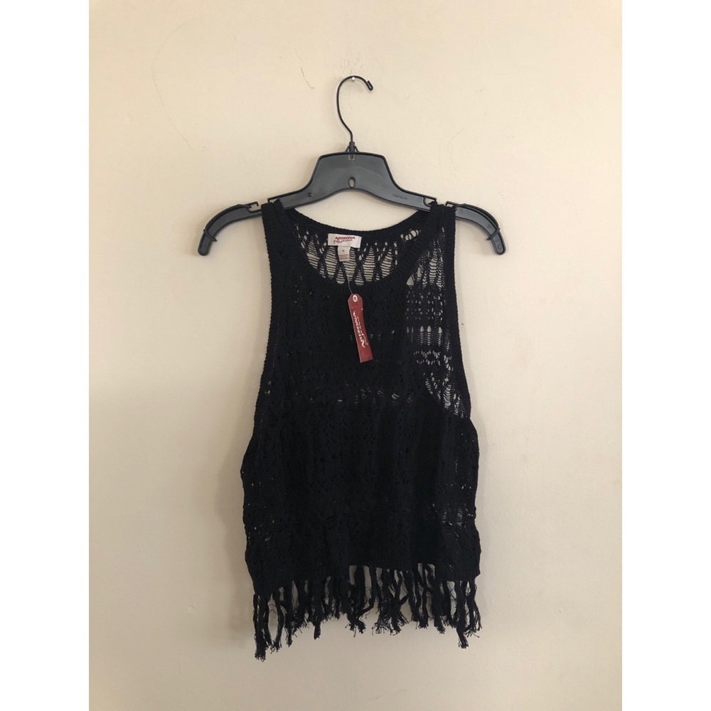 Fringe Crop Top I Black I  Arizona Jeans I Size XL